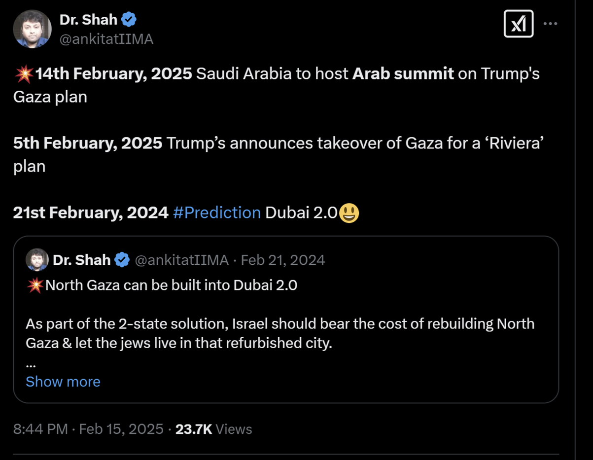 Gaza as Dubai Initial Prediction