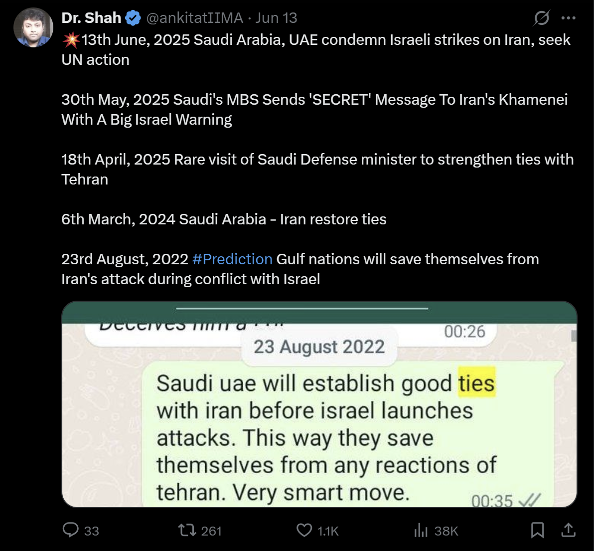 Iran-Israel Conflict Initial Prediction